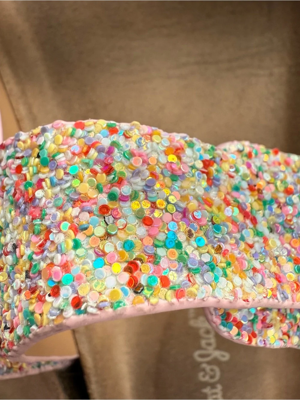 Cat & Jack 3 Pink Glitter Multi-Color Buckle Sandals